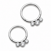 Triple CZ Stones Hinged Clicker 16g