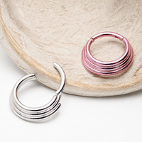 Triple-Stacked Hinged Clicker Ring Implant Titanium 16g