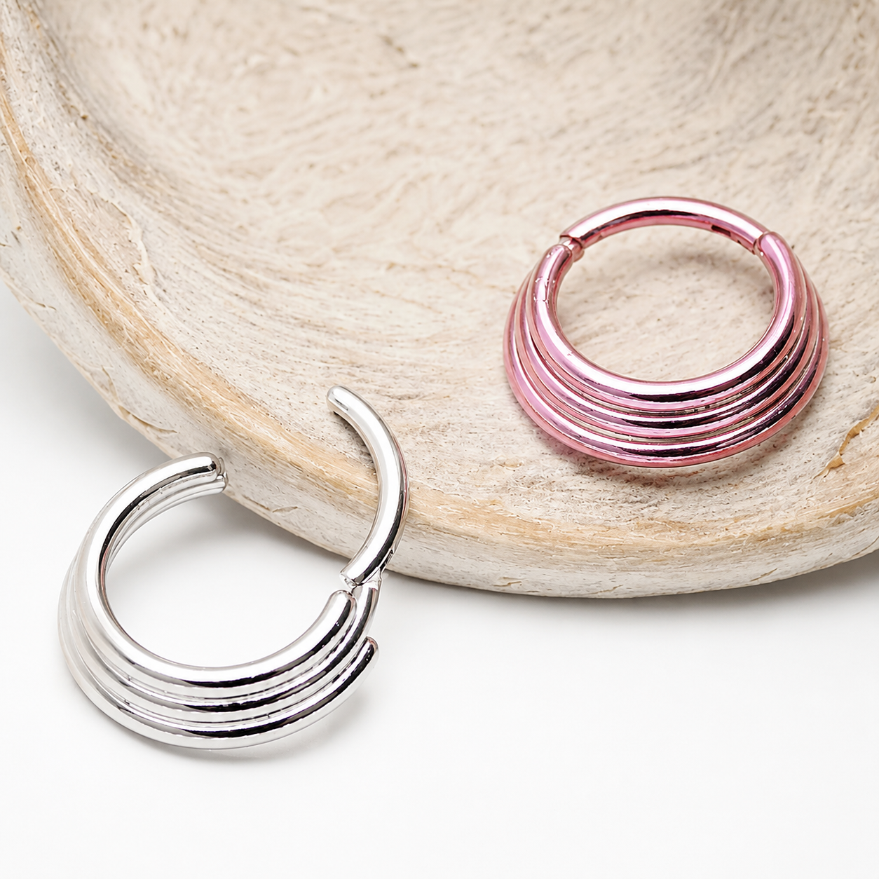 Triple-Stacked Hinged Clicker Ring Implant Titanium 16g