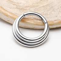 Triple-Stacked Hinged Clicker Ring Implant Titanium 16g