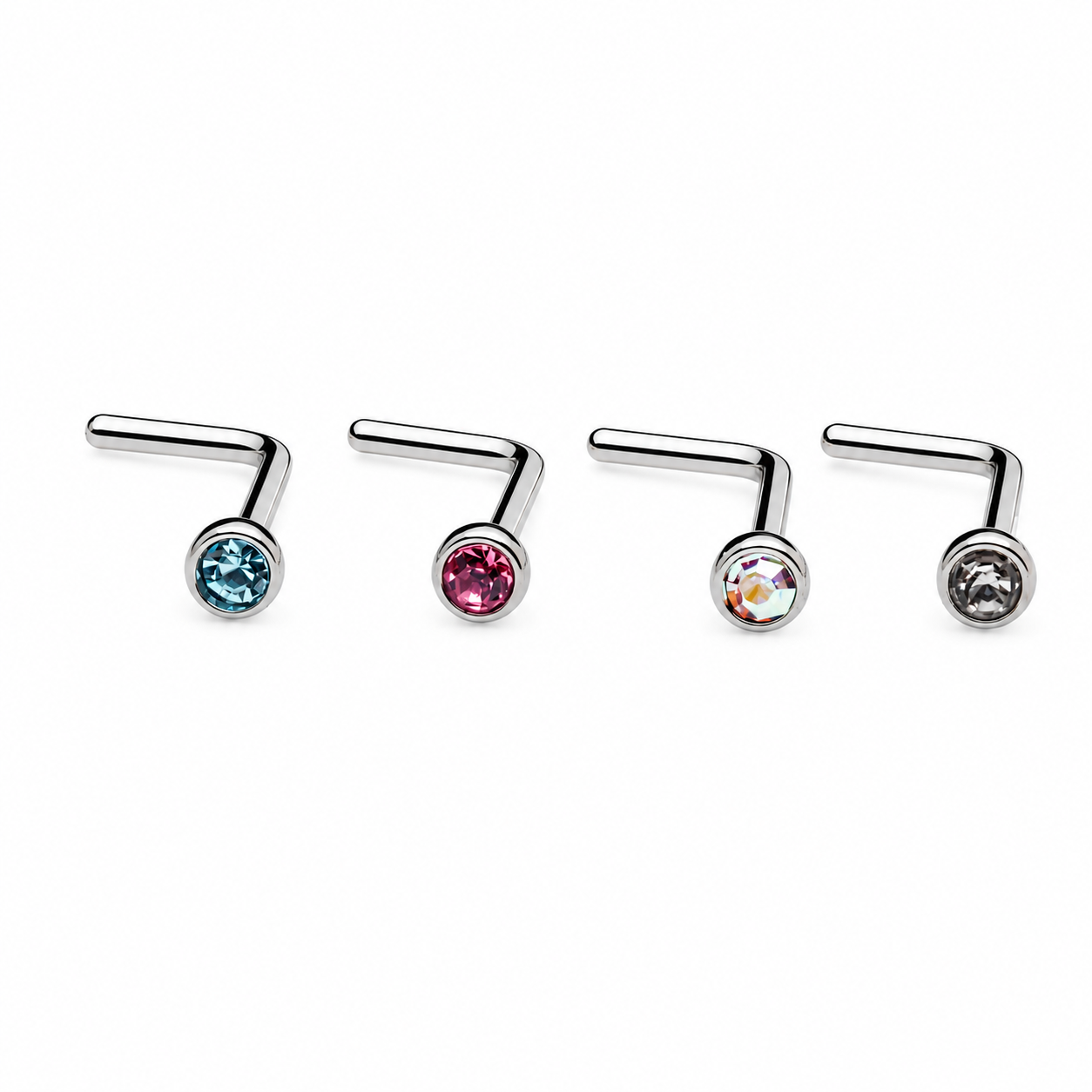 Set of 4 Colored CZ Nose L-Curves