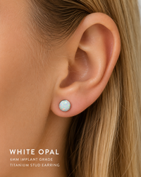 Implant titanium Hypoallergenic 6mm Opal Earrings
