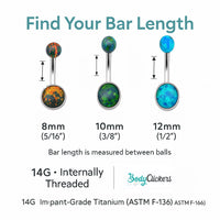 Internally Threaded titanium Opal Belly Ring