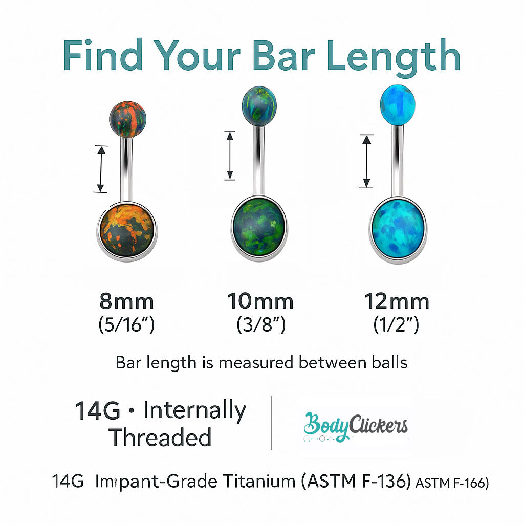 Internally Threaded titanium Opal Belly Ring