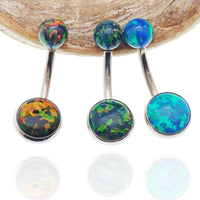 Internally Threaded titanium Opal Belly Ring