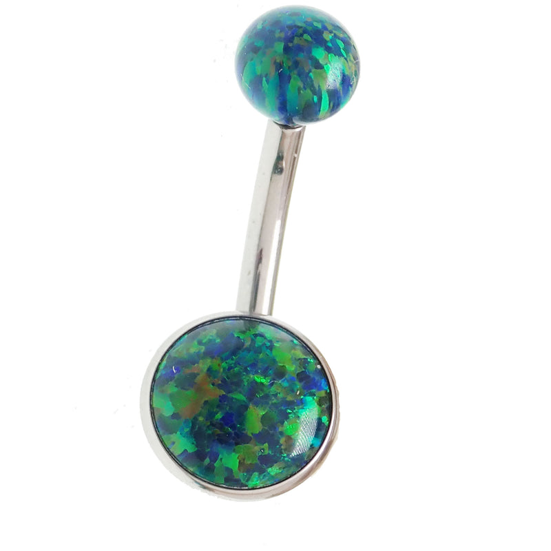 Internally Threaded titanium Opal Belly Ring
