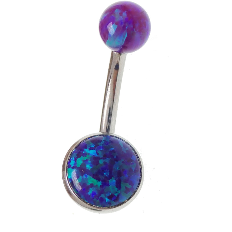 Internally Threaded titanium Opal Belly Ring