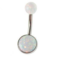 Internally Threaded titanium Opal Belly Ring