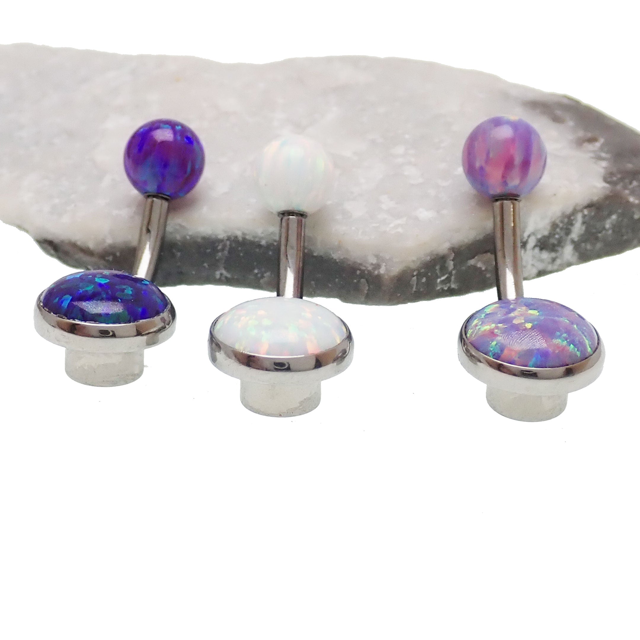 Internally Threaded titanium Opal Belly Ring
