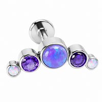 A cluster of lavender opals, white opals, and sparkly Amethyst CZ stones to complete your style! Ideal for helix and conch piercings
