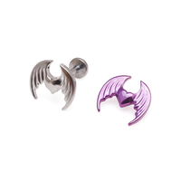 Winged Heart Titanium Flatback Piercing 18g, 16g, 14g