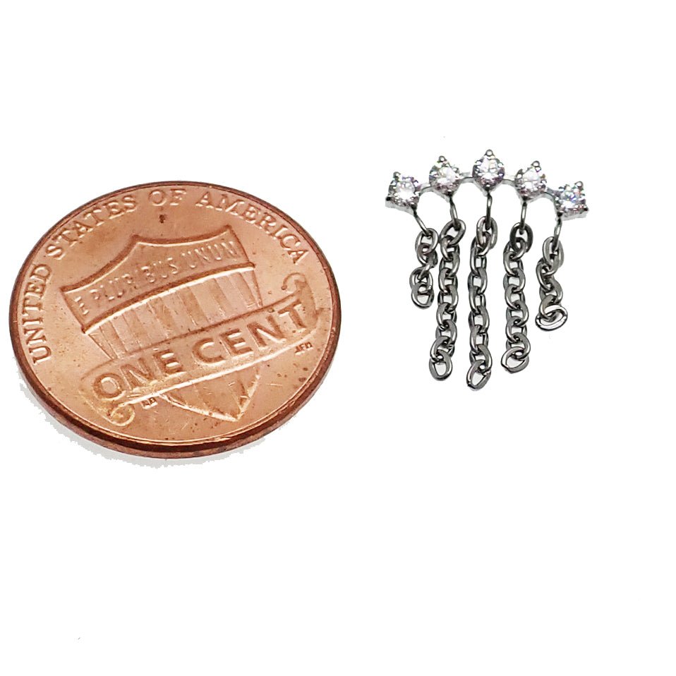 Titanium Drop chain CZ Helix Piercing - Body Clickers Body Jewelry