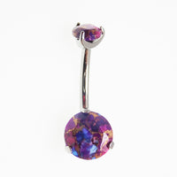 Titanium 14g 10mm Copper Turquoise Belly Ring, internally threaded