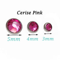 Clear CZ, Cerise, AB Rainbow Internally Threaded Implant Titanium Flatback Piercing- 18g, 16g, 14g