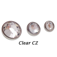 Clear CZ, Cerise, AB Rainbow Internally Threaded Implant Titanium Flatback Piercing- 18g, 16g, 14g