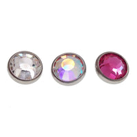 Clear CZ, Cerise, AB Rainbow Internally Threaded Implant Titanium Flatback Piercing- 18g, 16g, 14g