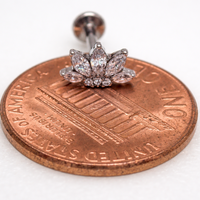 Implant Titanium CZ Lotus Leaf Flatback Piercing, Internally Threaded 18g, 16g, 14g