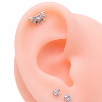 Implant Titanium CZ Sunrise Flatback Piercing, Internally Threaded 18g, 16g, 14g