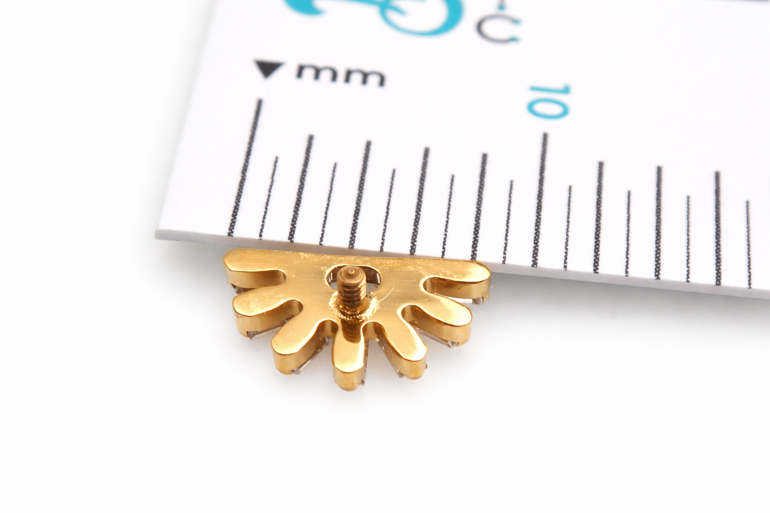 Implant Titanium CZ Sunrise Flatback Piercing, Internally Threaded 18g, 16g, 14g