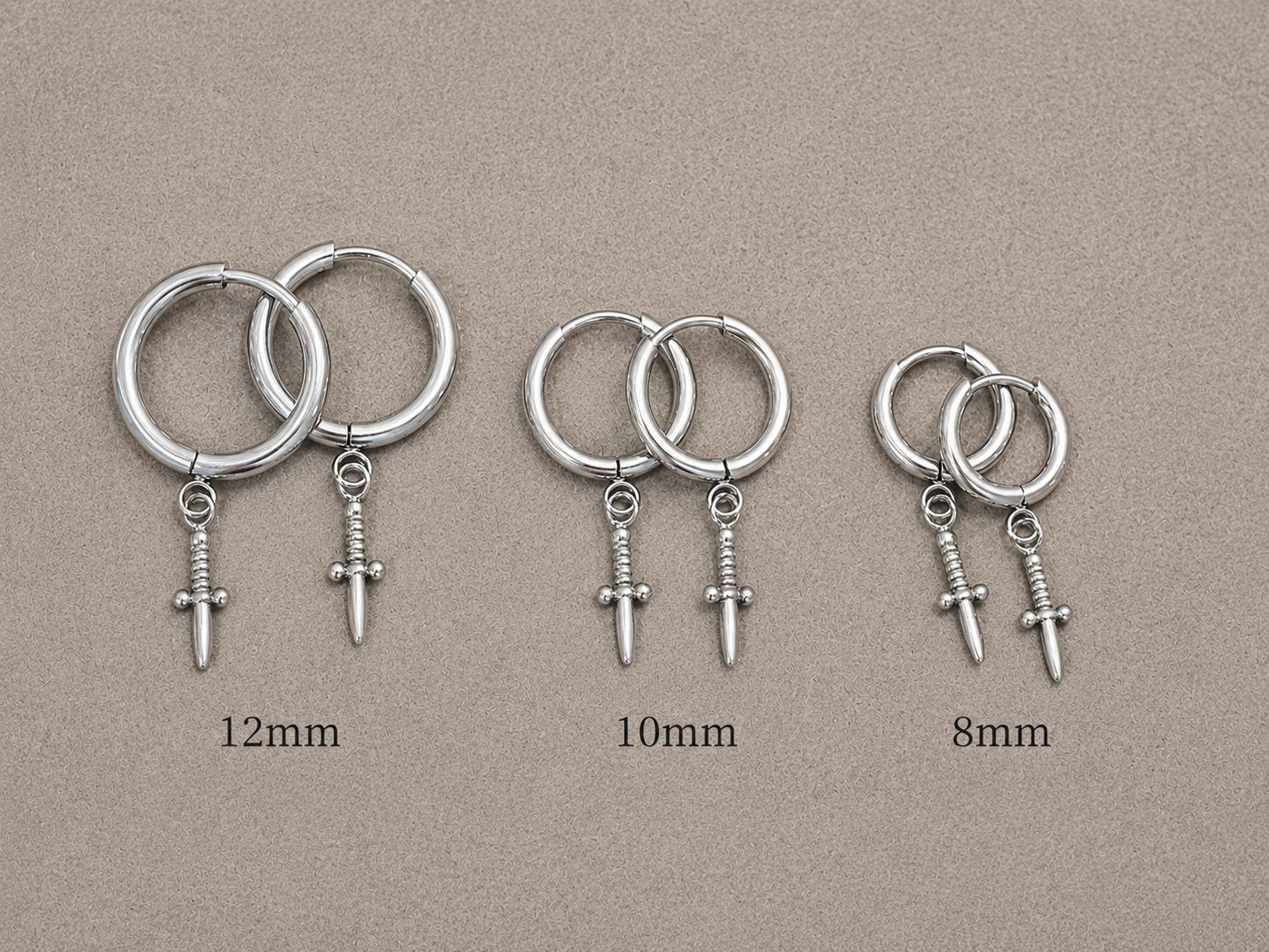 Titanium Hoop Dagger Earrings 20g (pair)