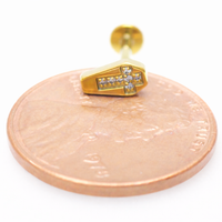 Coffin CZ Cross Titanium Flatback/ Labret Piercing 18g, 16g, 14g