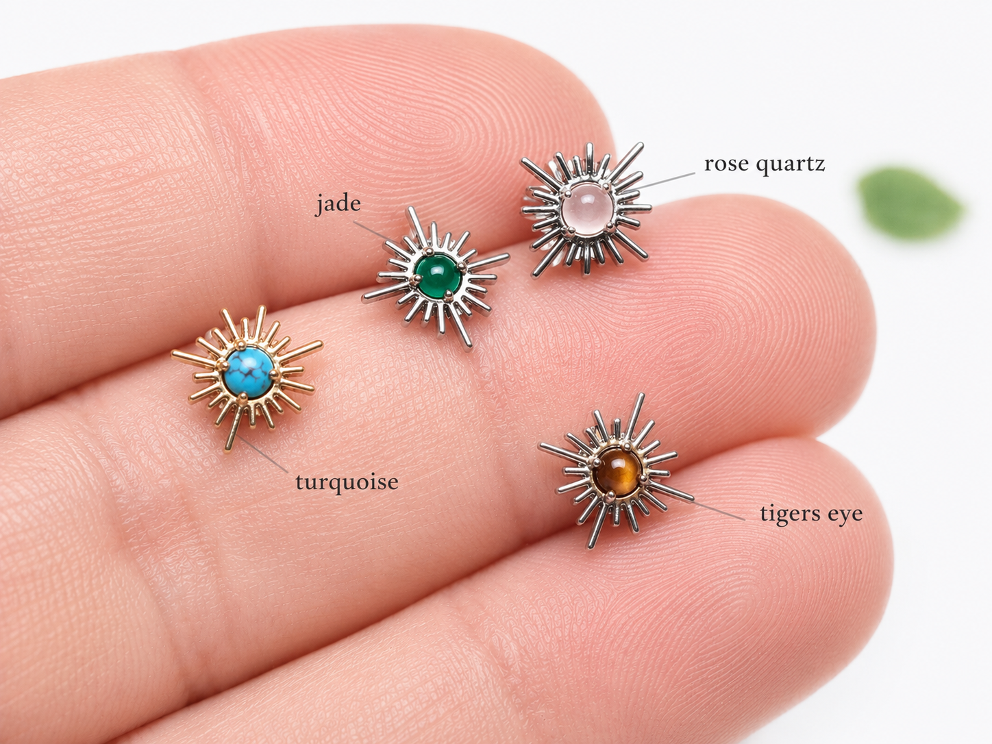 Implant Titanium natural stone Flatback Piercing, Internally Threaded