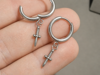 Titanium Hoop Dagger Earrings 20g (pair)