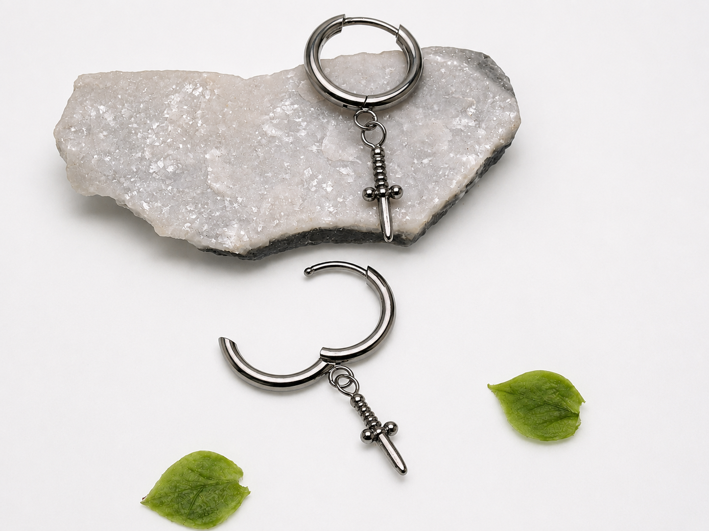 Titanium Hoop Dagger Earrings 20g (pair)