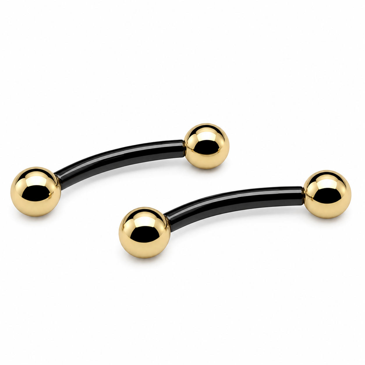 Internally Threaded- Black & Gold Titanium Curved Barbell 16g