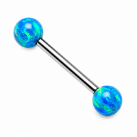Titanium Barbell Peacock Blue Fire Opals