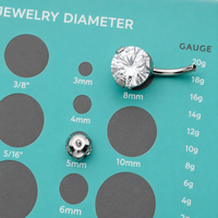 Internally Threaded CZ Belly Ring 14g 6-12mm curve