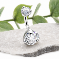 Internally Threaded CZ Belly Ring 14g 6-12mm curve