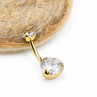 Internally Threaded CZ Belly Ring 14g 6-12mm curve