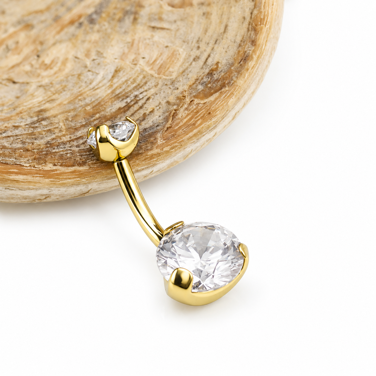 Internally Threaded CZ Belly Ring 14g 6-12mm curve
