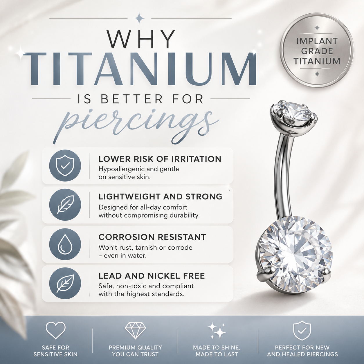 Internally Threaded CZ Belly Ring 14g 6-12mm curve