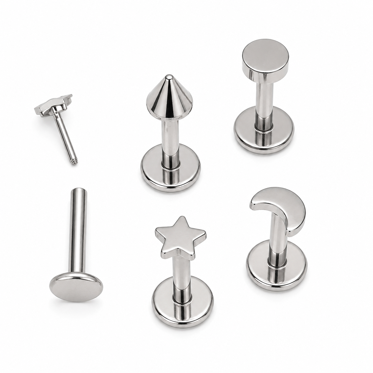 Titanium Push Fit Shapes flat back 20g/18g/16g/14g