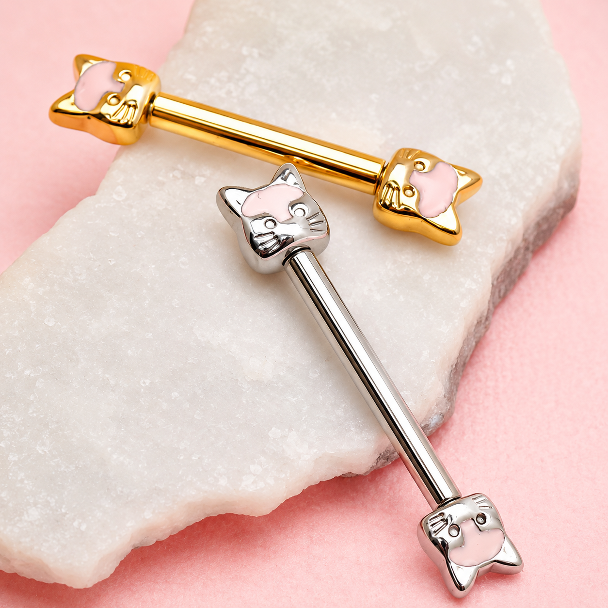 Threadless Cat Titanium Nipple Piercing