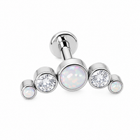 Titanium White Opal & Clear CZ Helix Piercing 18g, 16g, 14g