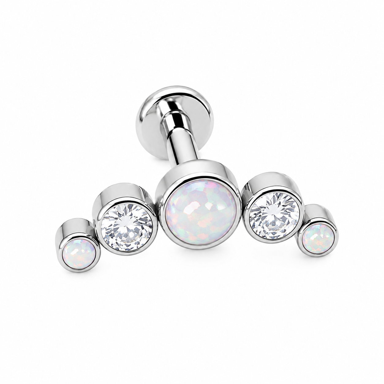 Titanium White Opal & Clear CZ Helix Piercing 18g, 16g, 14g