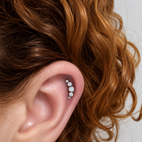 Titanium White Opal & Clear CZ Helix Piercing 18g, 16g, 14g