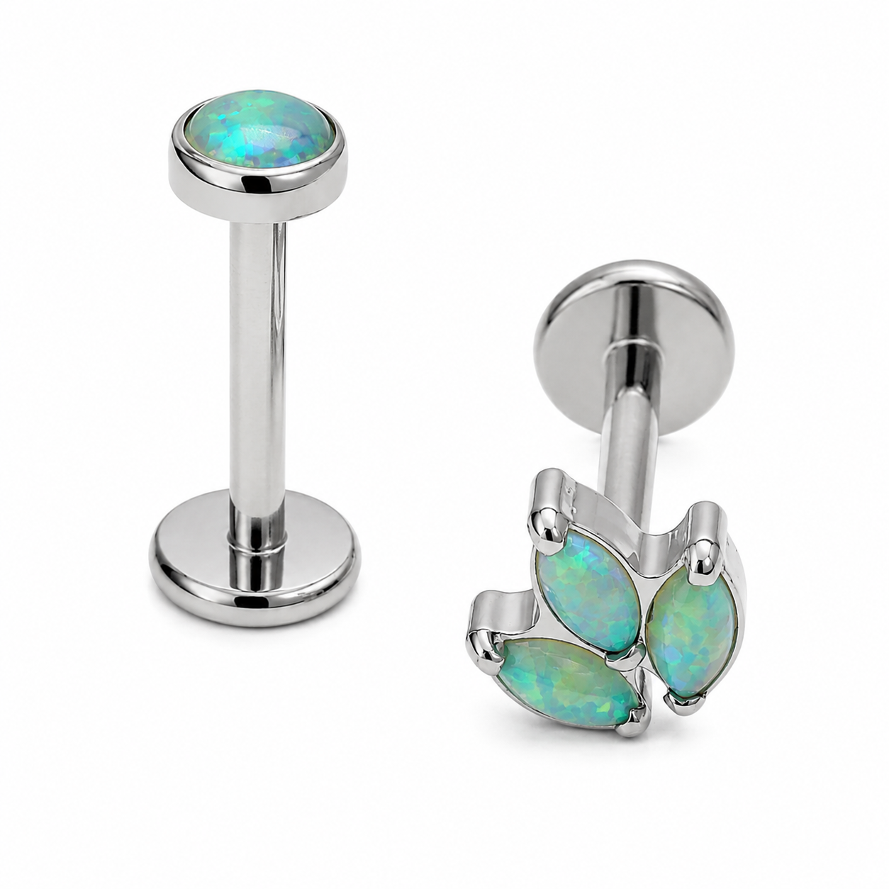 Implant Titanium Opal Push Fit Flatbacks, Sold Together 20g, 18g, 16g, 14g