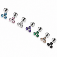 Titanium Trinity CZ Flat Back Piercing 18g, 16g, 14g