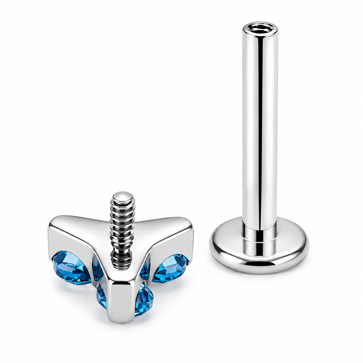 Titanium Trinity CZ Flat Back Piercing 18g, 16g, 14g