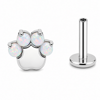 Titanium Paw Piercing Flatback internally threaded