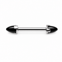 Black Onyx Implant Titanium Push Fit Nipple Bar 16g, 14g, 12g