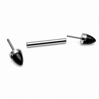 Black Onyx Implant Titanium Push Fit Nipple Bar 16g, 14g, 12g