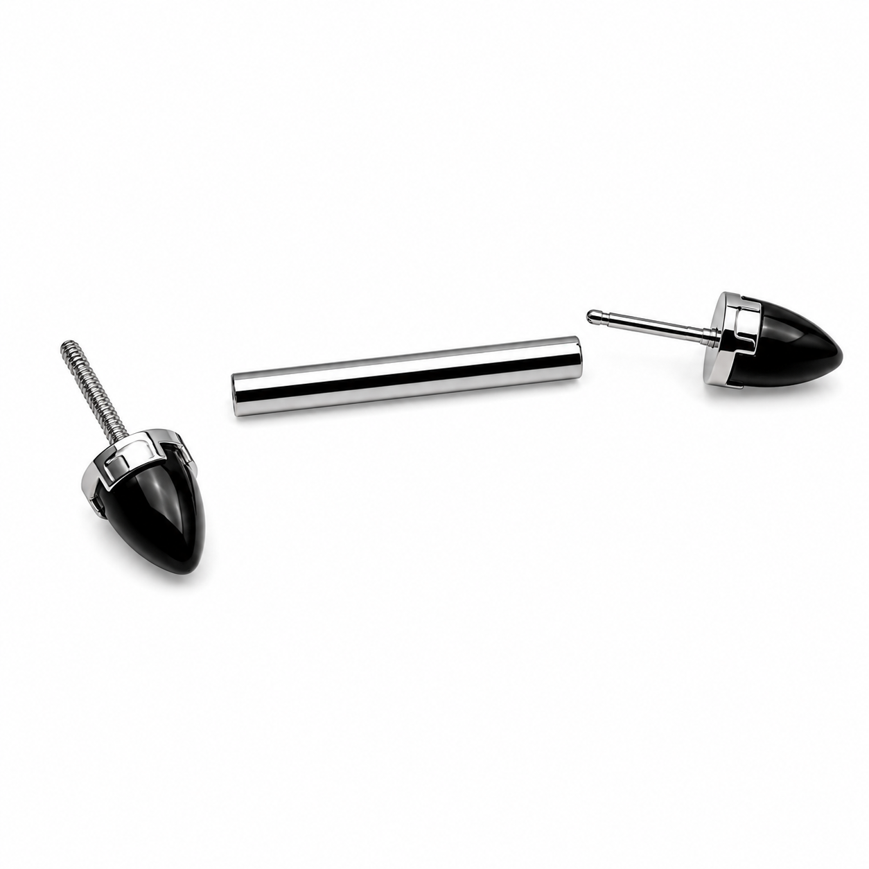Black Onyx Implant Titanium Push Fit Nipple Bar 16g, 14g, 12g