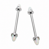 White Opal Cone Implant Titanium Nipple Bar 14g, 12g