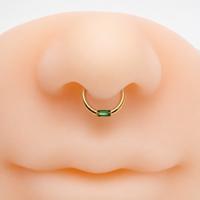 Emerald Green CZ PVD gold Titanium Clicker 16g 8mm