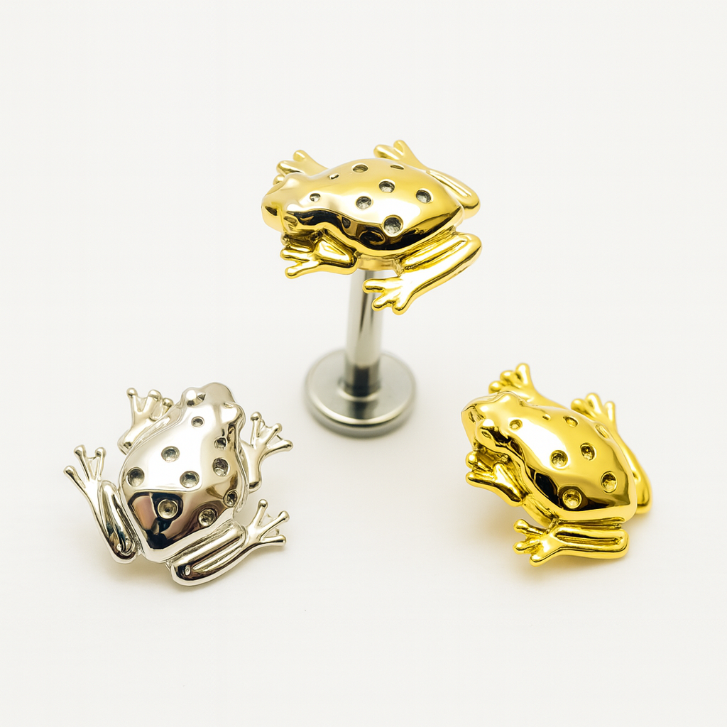 Frog Titanium Flatback/ Labret Piercing 18g, 16g, 14g